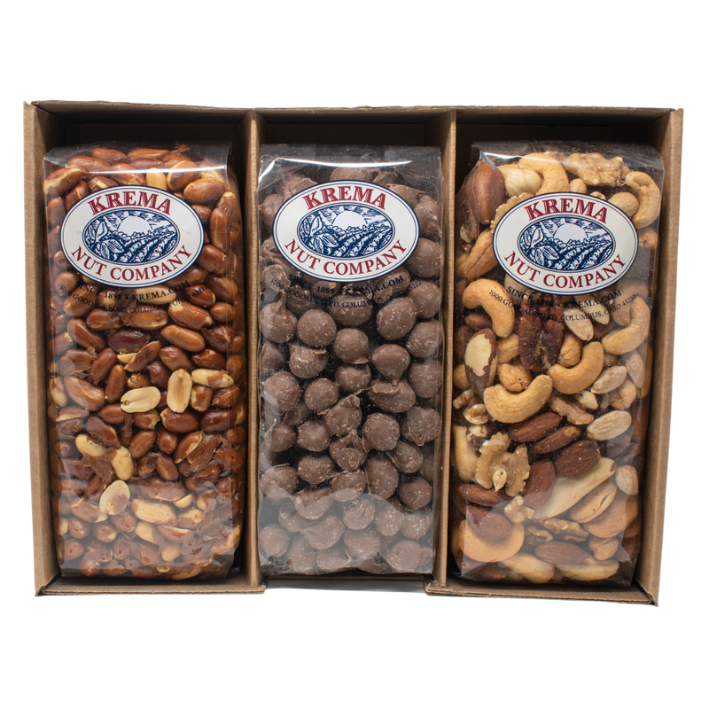 Redskin Peanuts, Milk Chocolate Peanuts, Gourmet Mixed Nuts 3 Pack Gift Box